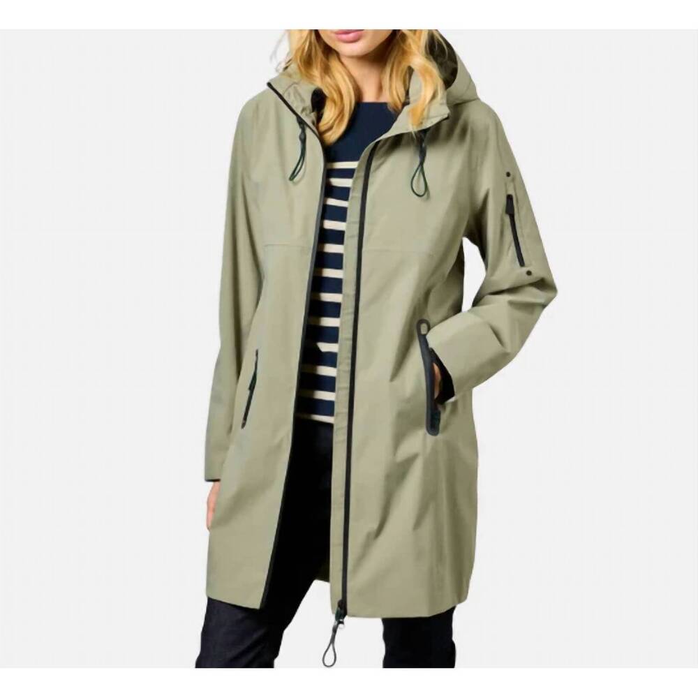 NEW JUNGE long sleeve zip rain coat in olive